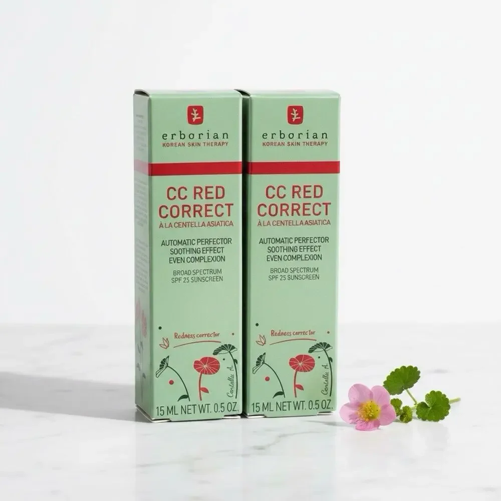 2 Pack New Erborian CC Red Correct SPF25 15ml (0.5fl oz)